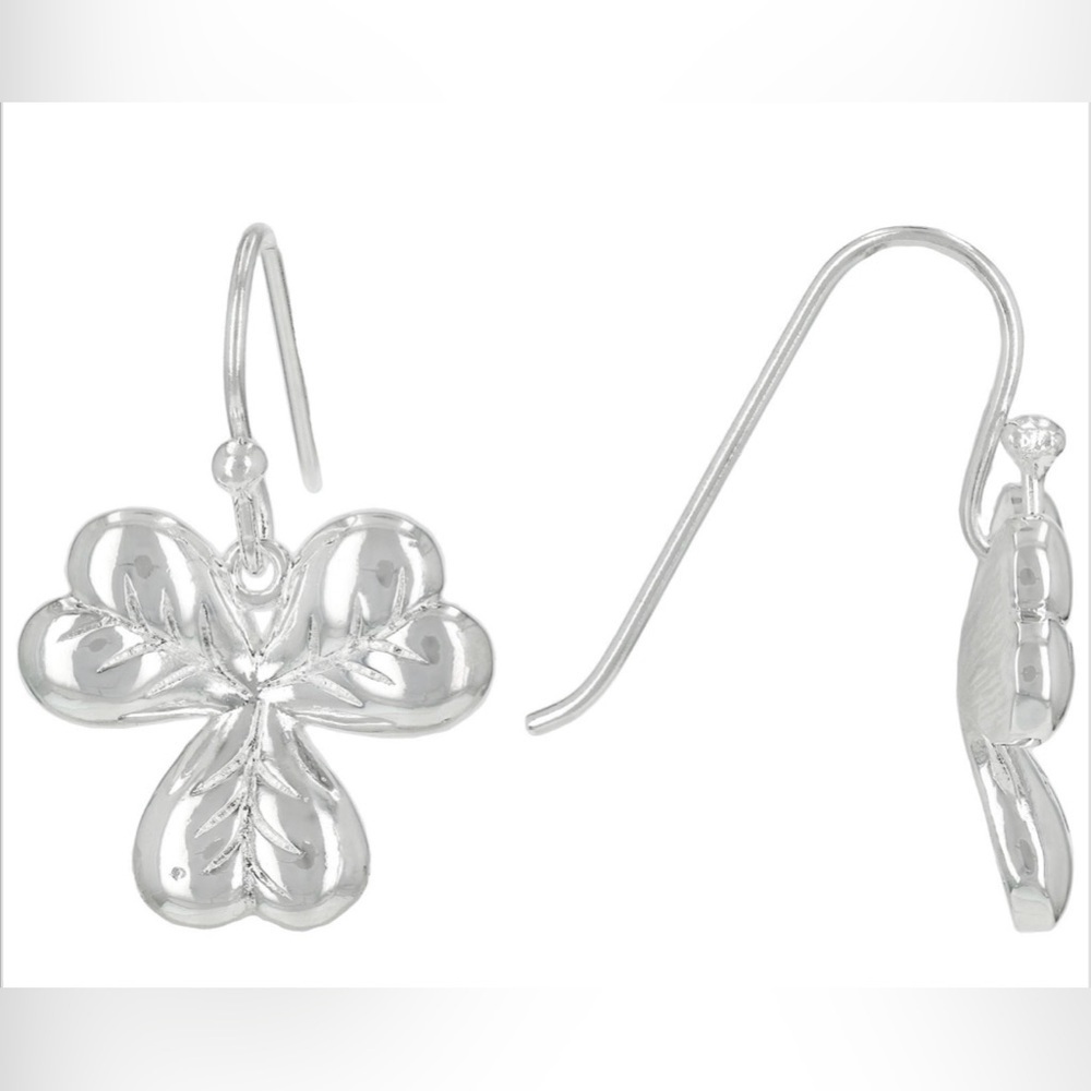 Lucky clover Artisan Sterling silver Shamrock dangle earrings